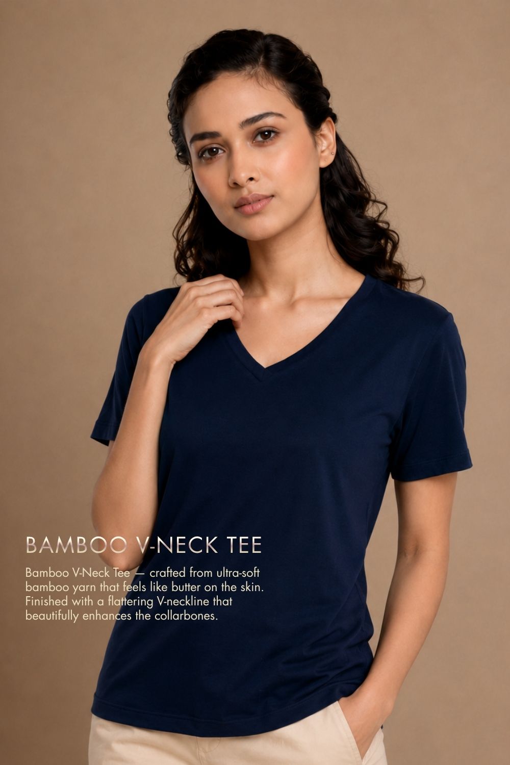 Bamboo Lounge V-Neck T-Shirt (Midnight Navy)