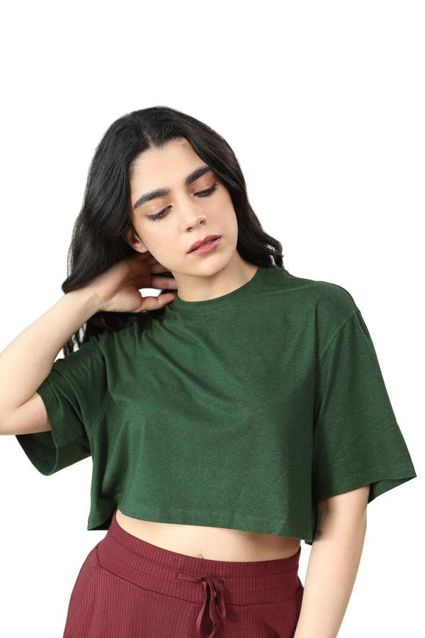 Bamboo Boxy Tee (Pine Green)