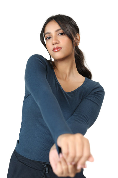 Full Sleeve Bamboo Top (Rustic Blue)