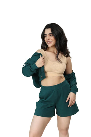 Women’s Cropped Hoodie – Organic Cotton (Deep Teal)