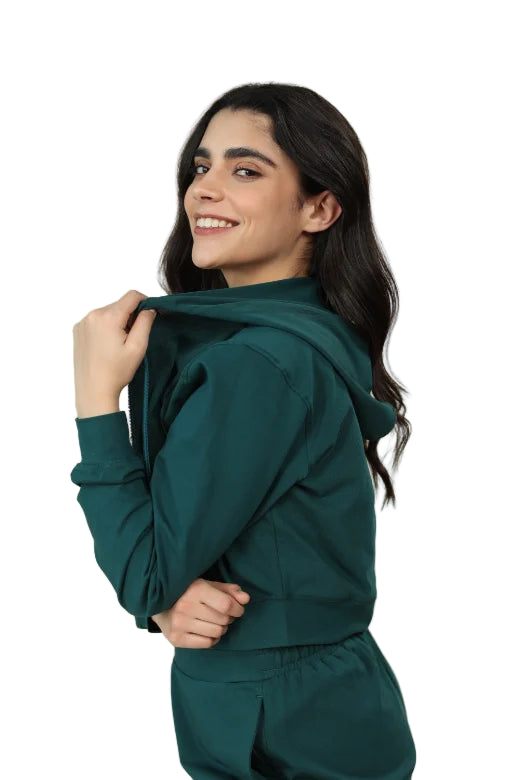 Women’s Cropped Hoodie – Organic Cotton (Deep Teal)