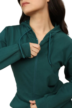Women’s Cropped Hoodie – Organic Cotton (Deep Teal)