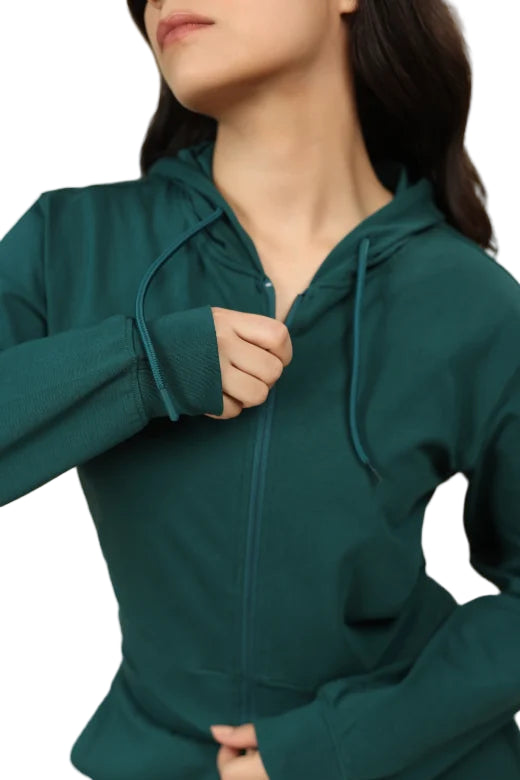 Women’s Cropped Hoodie – Organic Cotton (Deep Teal)