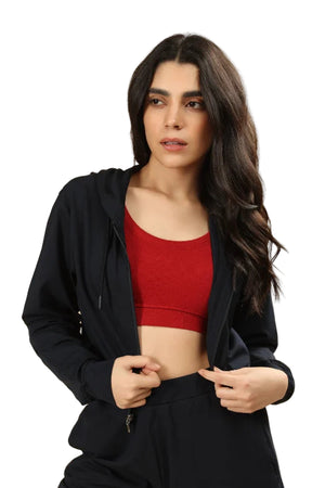 Women’s Cropped Hoodie – Organic Cotton (Midnight Navy)