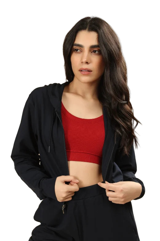 Women’s Cropped Hoodie – Organic Cotton (Midnight Navy)