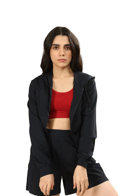 Women’s Cropped Hoodie – Organic Cotton (Midnight Navy)