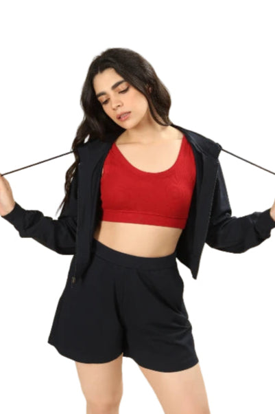 Women’s Cropped Hoodie – Organic Cotton (Midnight Navy)