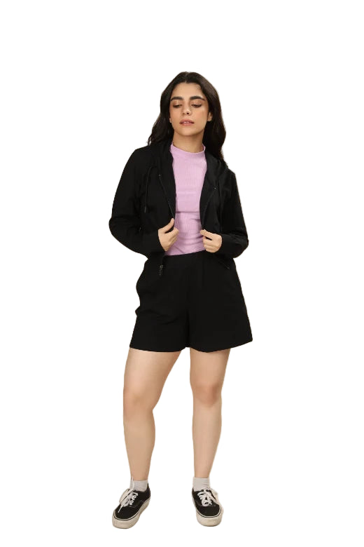 Women’s Cropped Hoodie – Organic Cotton (Carbon Black)
