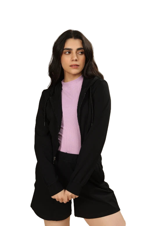 Women’s Cropped Hoodie – Organic Cotton (Carbon Black)