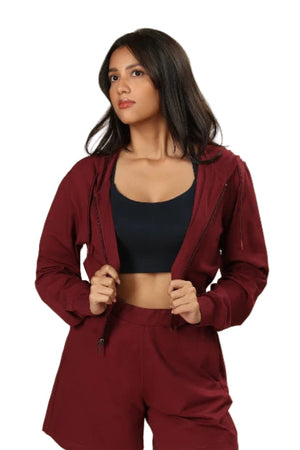 Women’s Cropped Hoodie – Organic Cotton (Sangria)