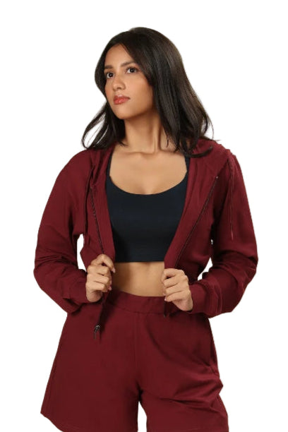 Women’s Cropped Hoodie – Organic Cotton (Sangria)