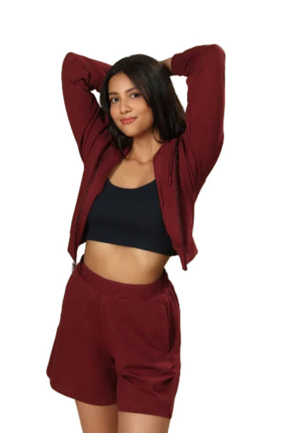 Women’s Cropped Hoodie – Organic Cotton (Sangria)