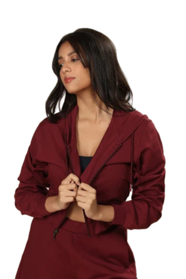 Women’s Cropped Hoodie – Organic Cotton (Sangria)