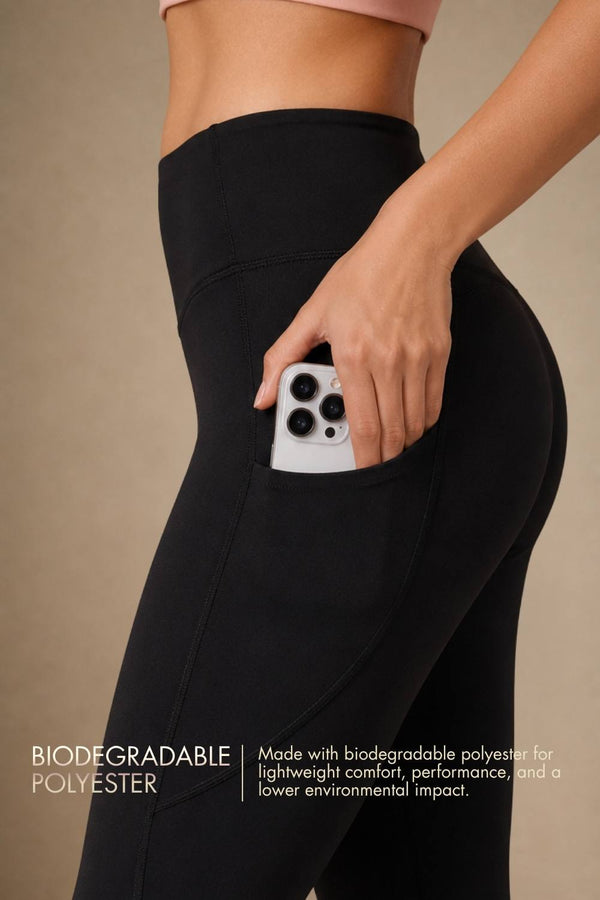 Flared Yoga Leggings (Bio-Poly Edition) (Carbon Black)