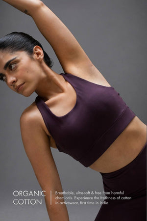 Organic Cotton Full Coverage Sports Bra (Plum)