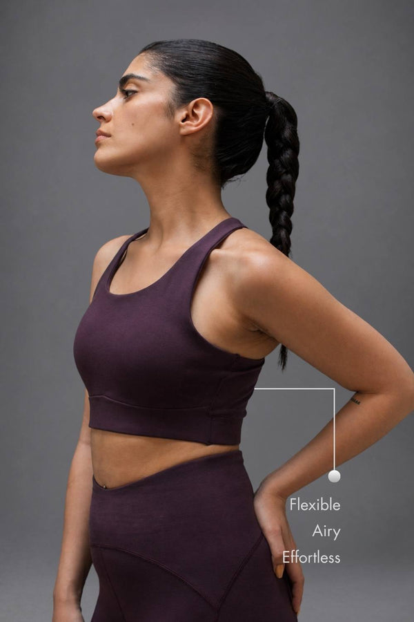 Organic Cotton Full Coverage Sports Bra (Plum)