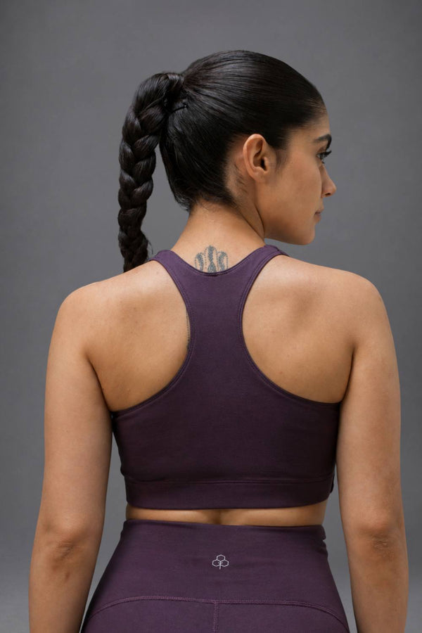 Organic Cotton Full Coverage Sports Bra (Plum)