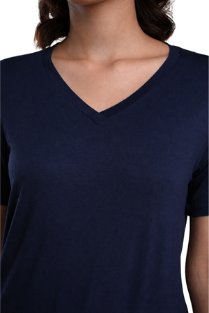 Bamboo Lounge V-Neck T-Shirt (Midnight Navy)