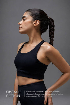 Organic Cotton Full Coverage Sports Bra (Midnight Navy)