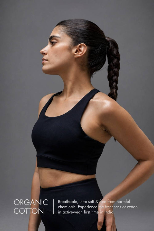 Organic Cotton Full Coverage Sports Bra (Midnight Navy)