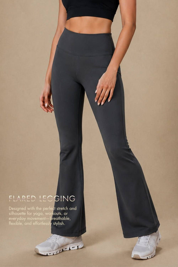 Flared Yoga Leggings (Bio-Poly Edition) (Coal Grey)
