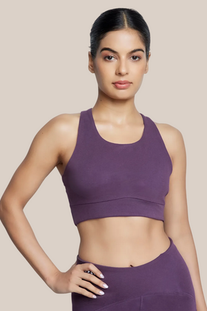 Organic Cotton Full Coverage Sports Bra (Plum)
