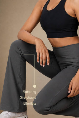 Flared Yoga Leggings (Bio-Poly Edition) (Coal Grey)