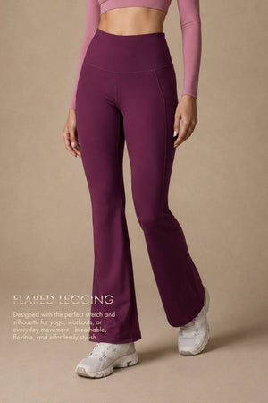 Flared Yoga Leggings (Bio-Poly Edition) (Deep Purple)