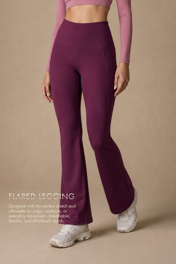 Flared Yoga Leggings (Bio-Poly Edition) (Deep Purple)