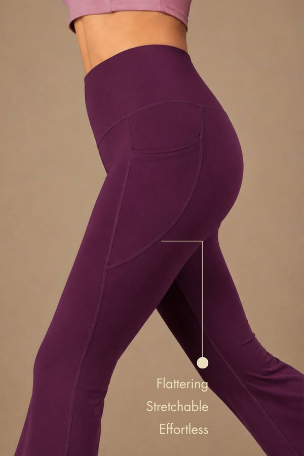Flared Yoga Leggings (Bio-Poly Edition) (Deep Purple)