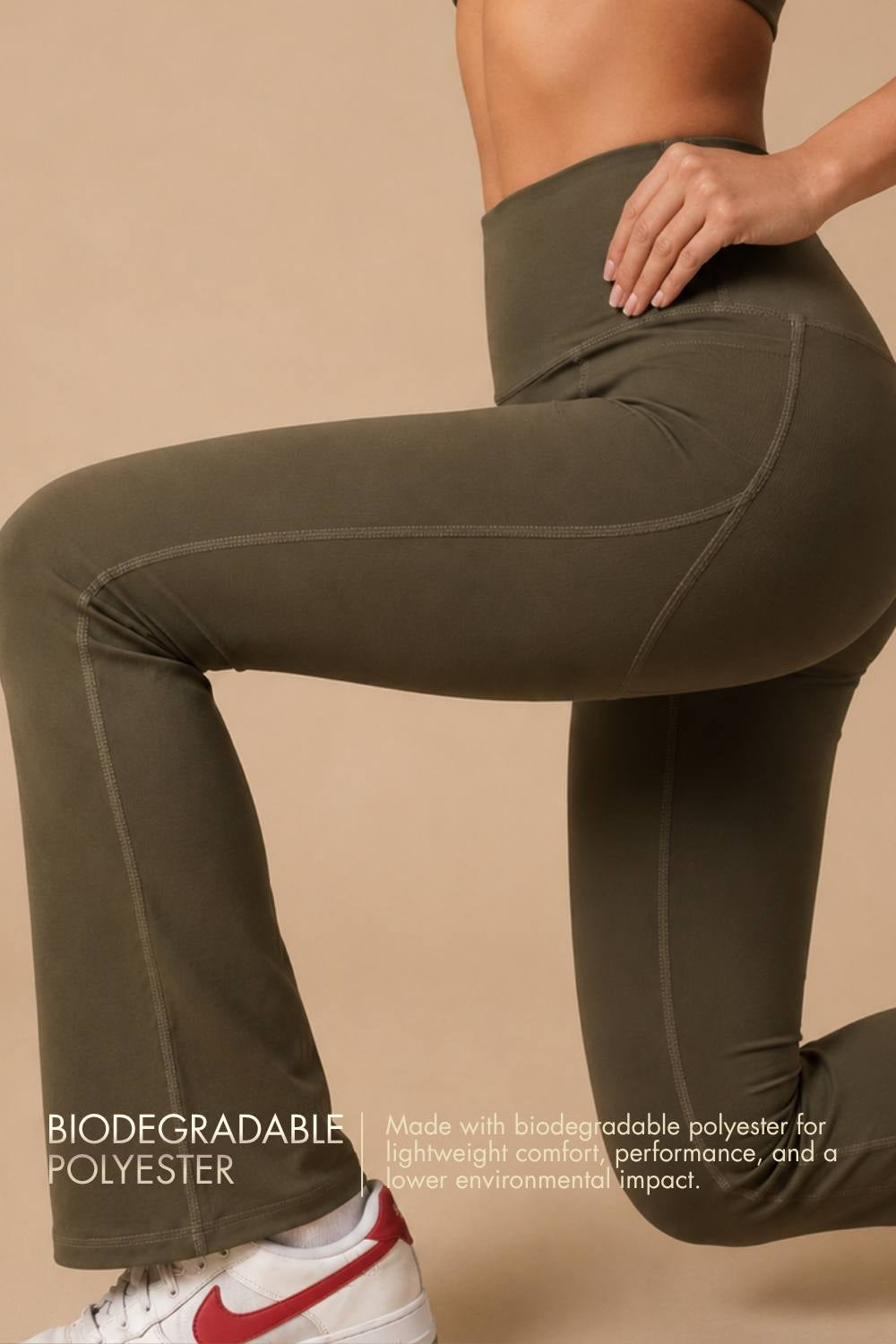 Flared Yoga Leggings (Bio-Poly Edition) (Sage Green)