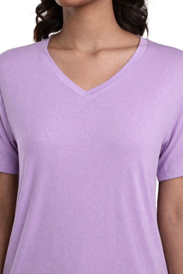 Bamboo Lounge V-Neck T-Shirt (Lavender Haze)