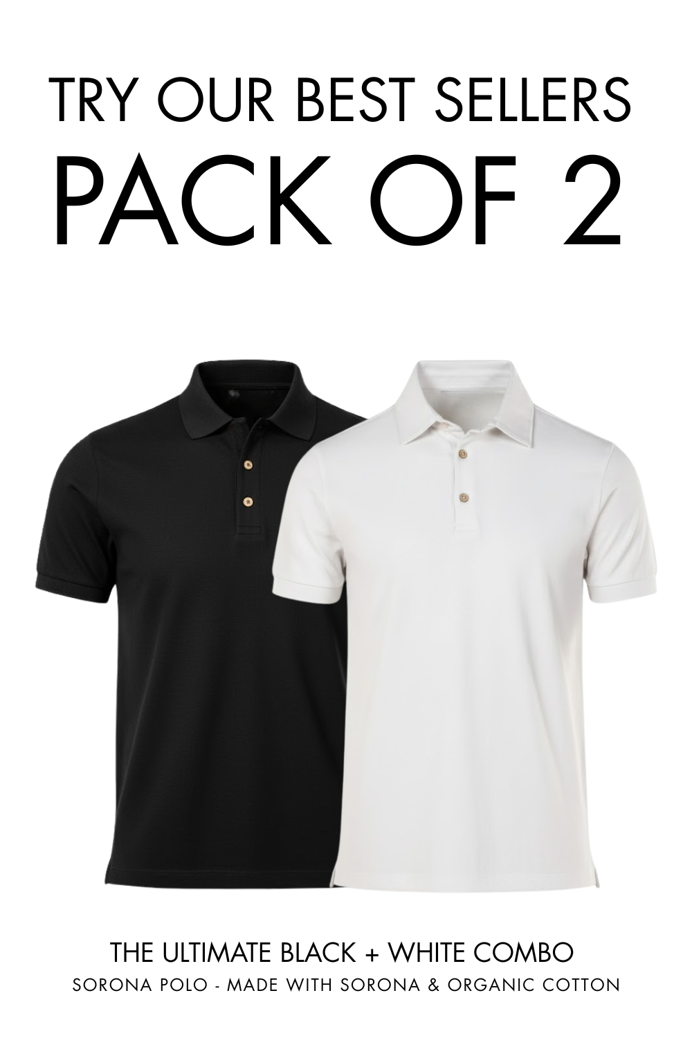 Sorona Polo Black and White Pack of 2