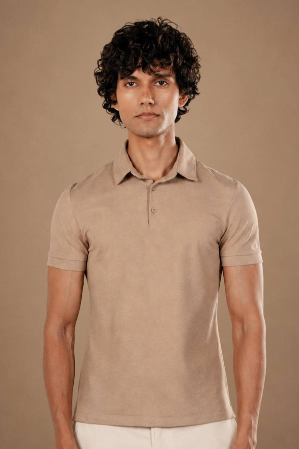 Sorona™ Polo (Light Brown Melange)