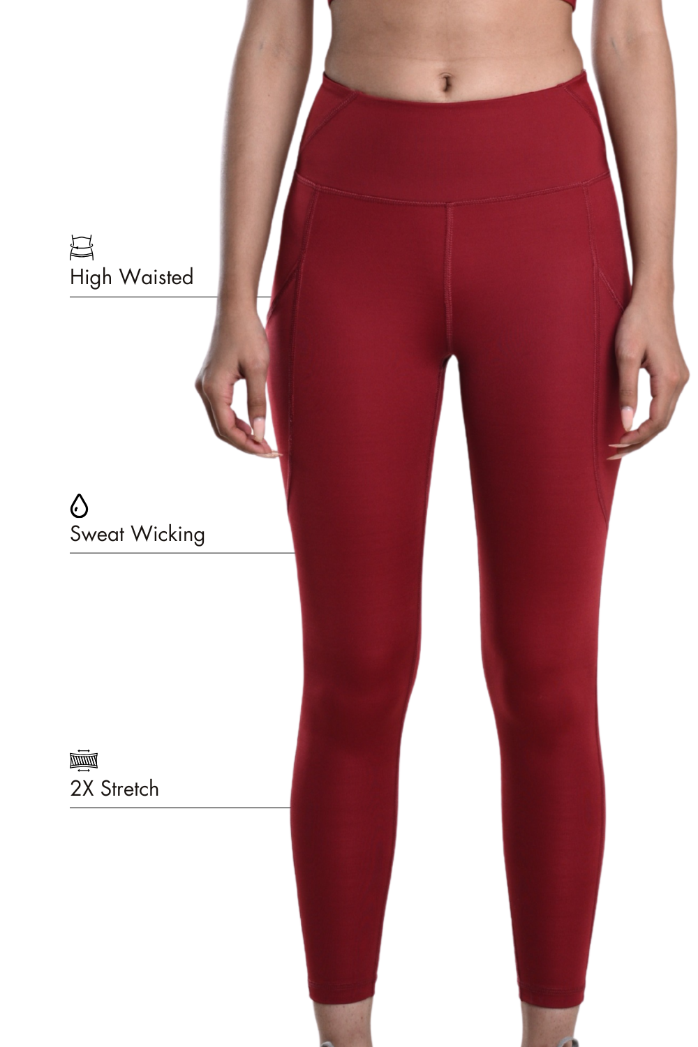 Carbon Sculpt Legging (2 Pockets) (Red Rush)