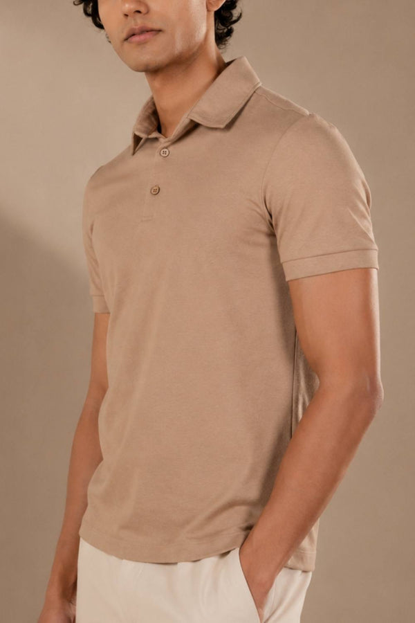 Sorona™ Polo (Light Brown Melange)