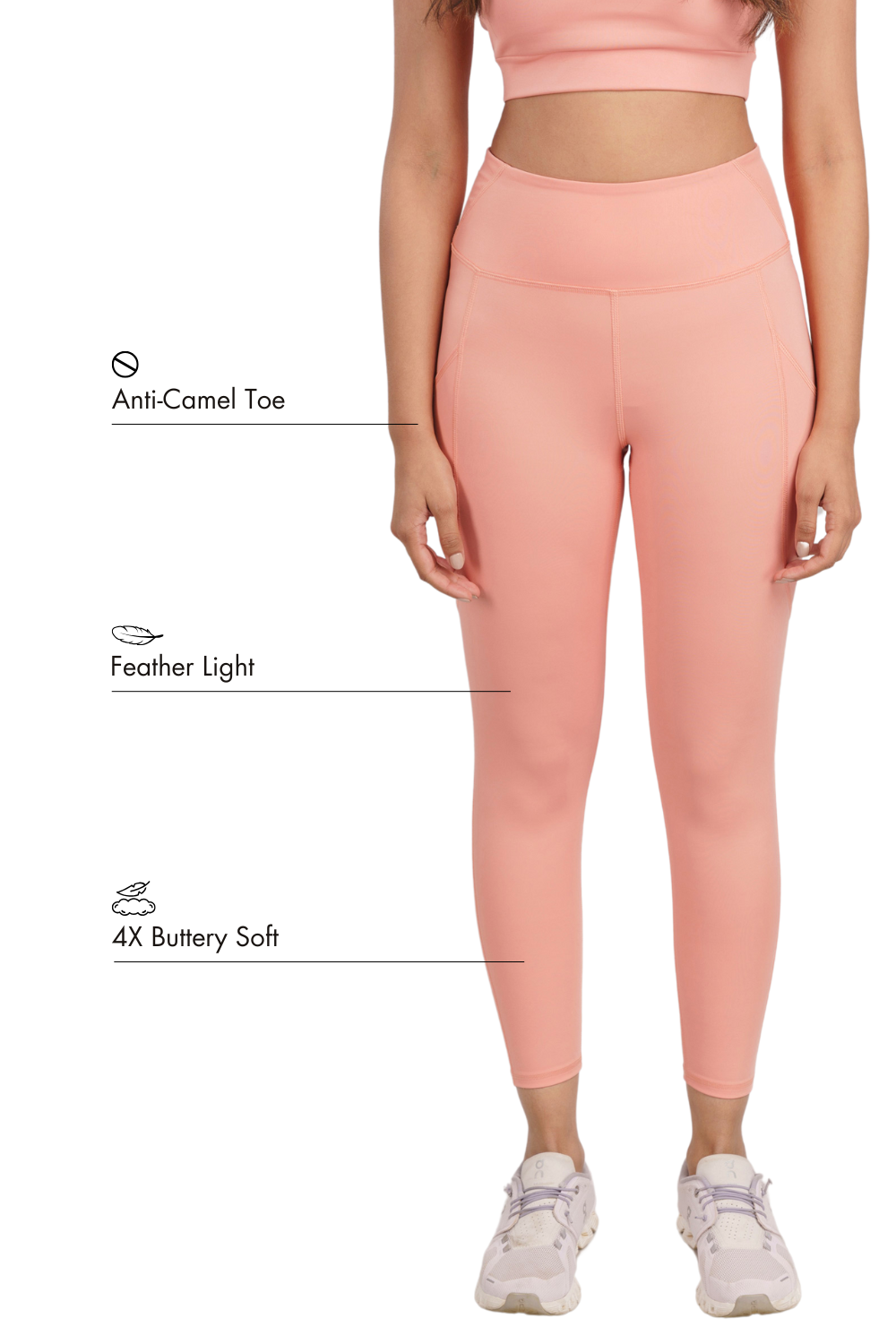 Carbon Sculpt Legging (2 Pockets) (Peach)