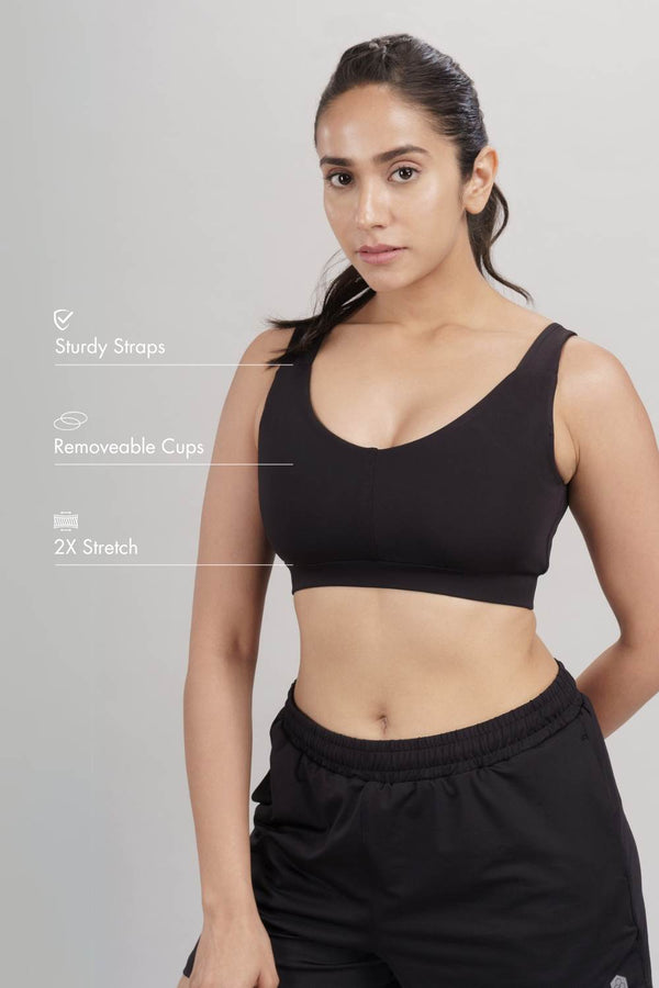 U-Neck Active Bra (Carbon Black)