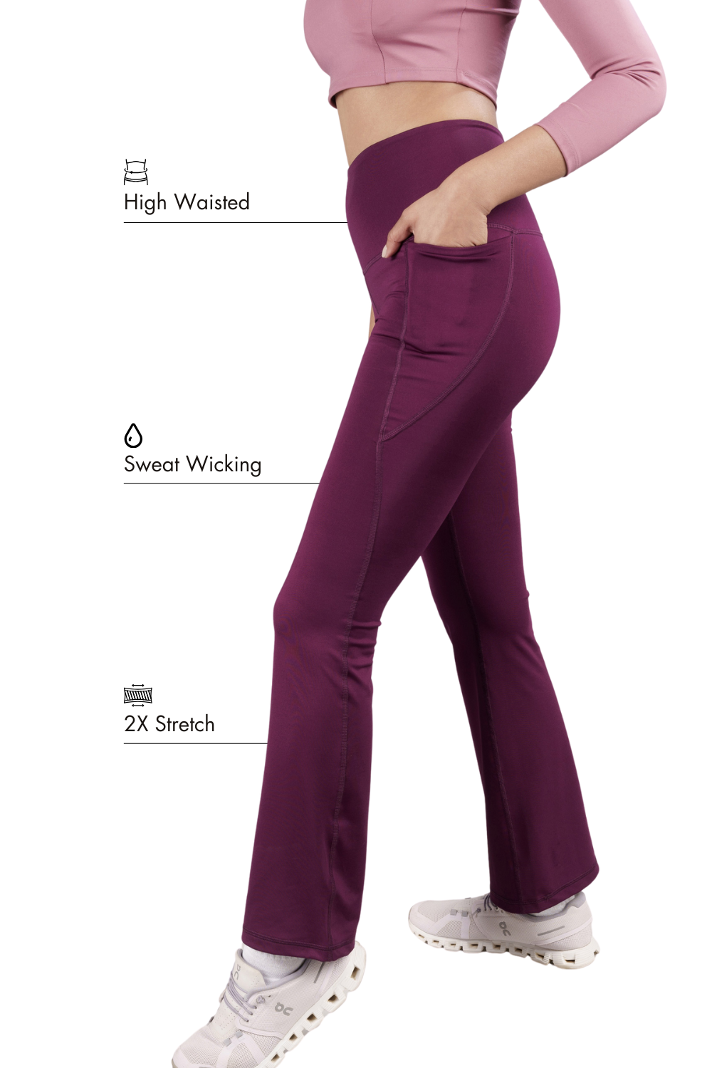 Flared Yoga Leggings (Bio-Poly Edition) (Deep Purple)