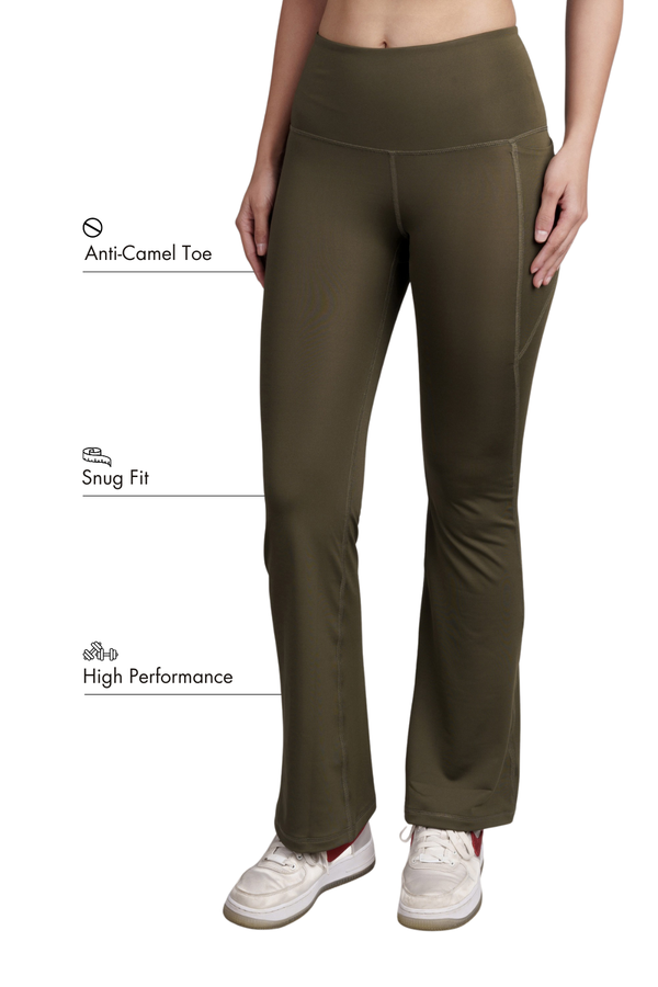 Flared Yoga Leggings (Bio-Poly Edition) (Sage Green)