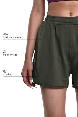 Bio Active Shorts – EcoCiclo™ Biodegradable Polyester (Sage Green)