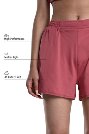 Bio Active Shorts – EcoCiclo™ Biodegradable Polyester (Mauve Wood)