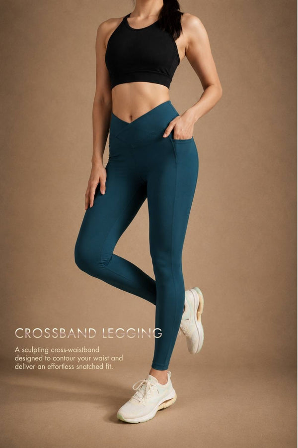 Carbon Crossband Legging (Deep Teal)