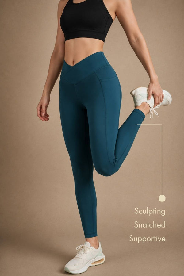 Carbon Crossband Legging (Deep Teal)