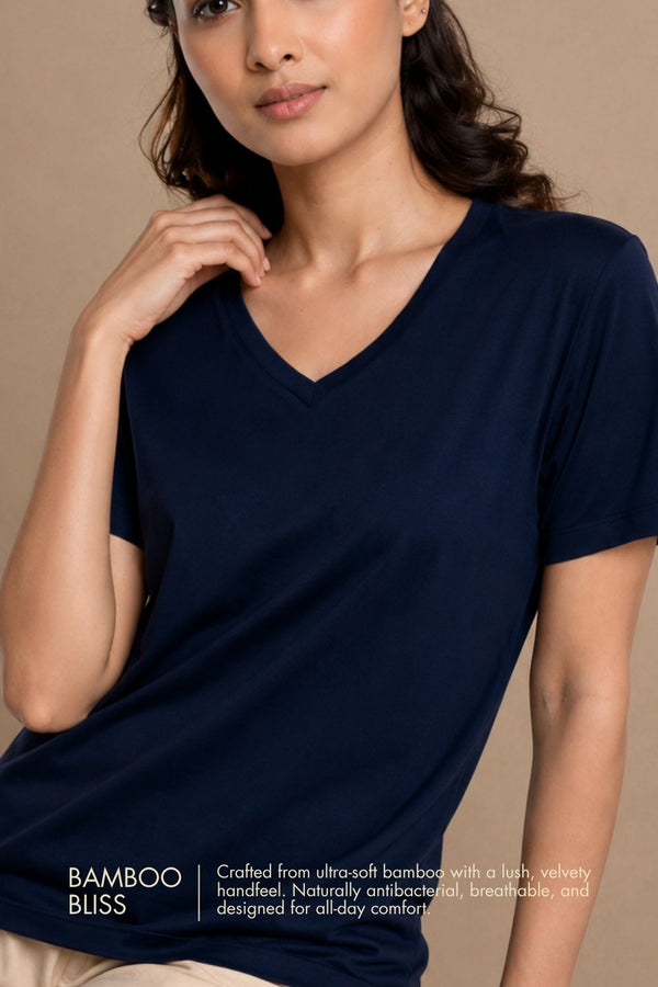 Bamboo Lounge V-Neck T-Shirt (Midnight Navy)