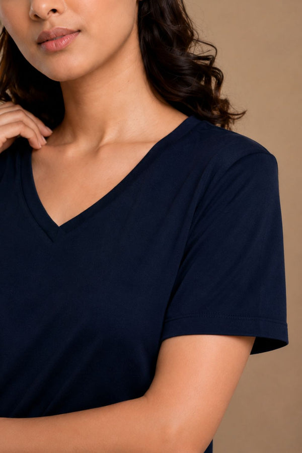 Bamboo Lounge V-Neck T-Shirt (Midnight Navy)