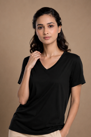 Bamboo Lounge V-Neck T-Shirt (Carbon Black)