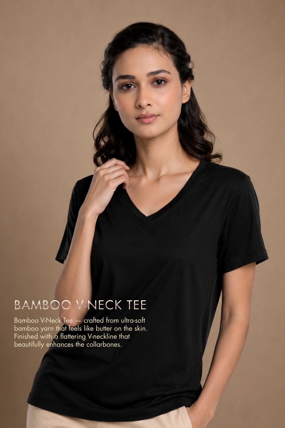 Bamboo Lounge V-Neck T-Shirt (Plum)