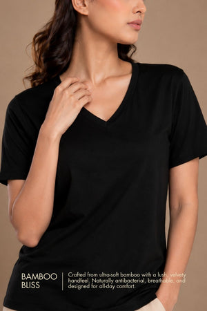 Bamboo Lounge V-Neck T-Shirt (Carbon Black)