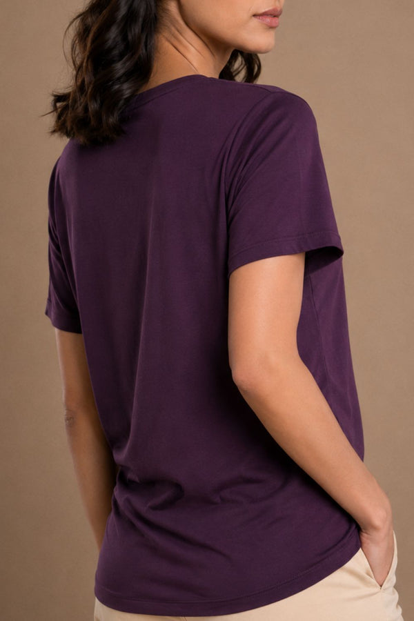 Bamboo Lounge V-Neck T-Shirt (Plum)